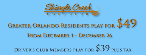 Shingle Creek Golf Club | Greater Orlando Residents play for $49 from December 1 - December 26 | Driver's Club members play for $39 plus tax